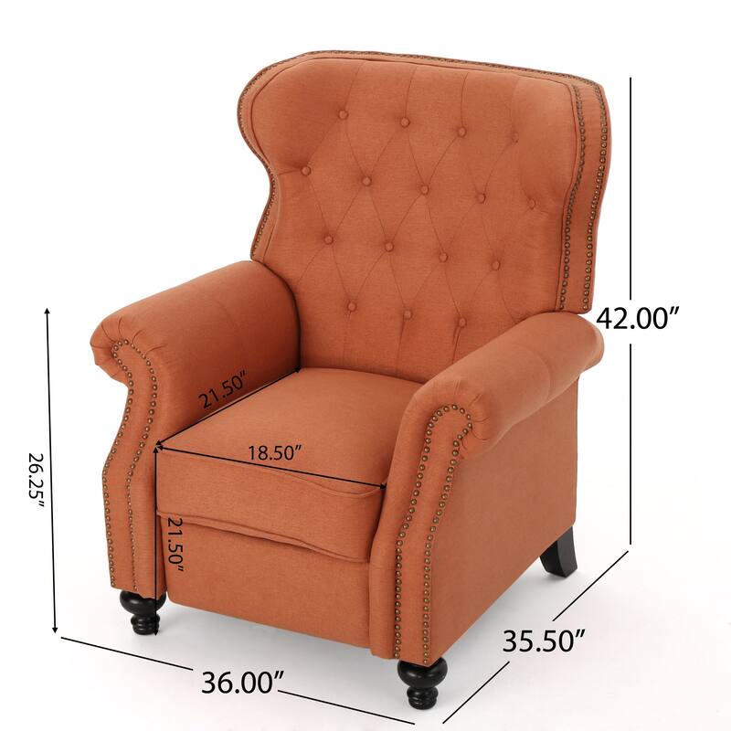 Contemporary Tufted Push Rack Recliner with Nailhead Decoration for Primary Living Space