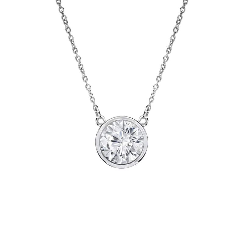 Auriya 1/3ctw Round Solitaire Diamond Necklace 14k Gold Bezel-set - 4.4mm (H-I, VS1-VS2)