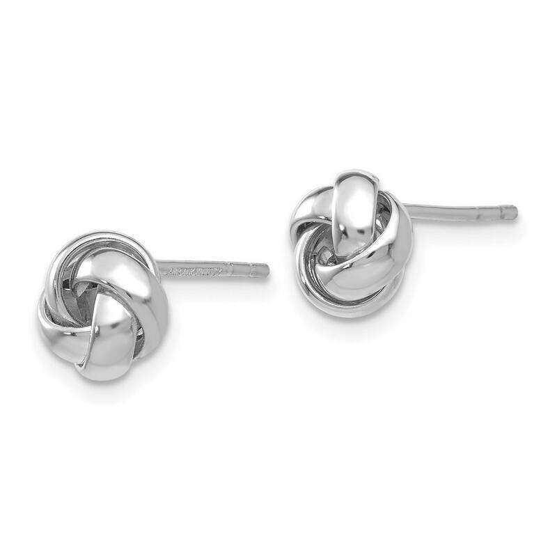 Curata 14k White Gold Polished 8mm Love Knot Post Earrings