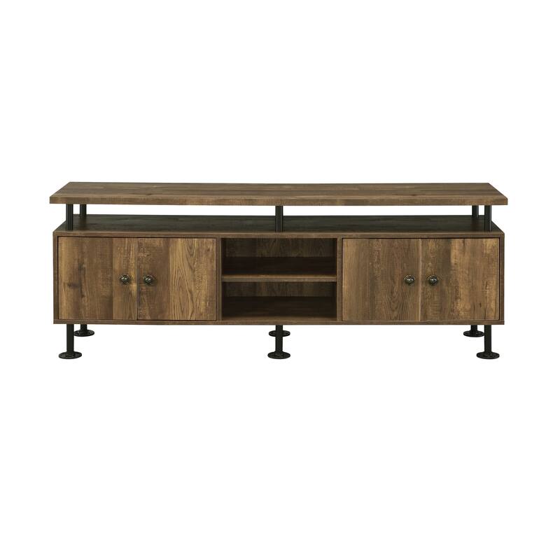 Ensata II TV Stand in Rustic Oak & Black Finish LV00142 - Oak