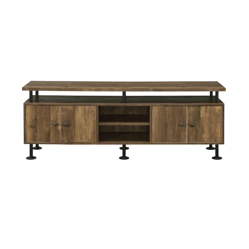 TV Stand in Rustic Oak & Black Finish