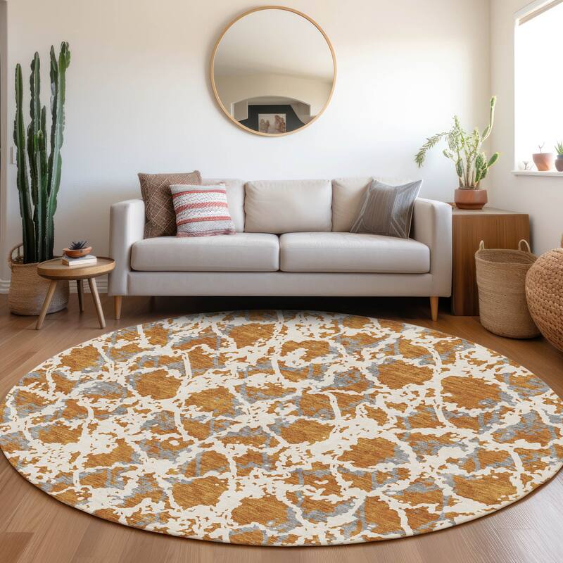 Premium Washable Super Soft Abstract Fusion Mayfield Rug - Copper - 8' x 8'