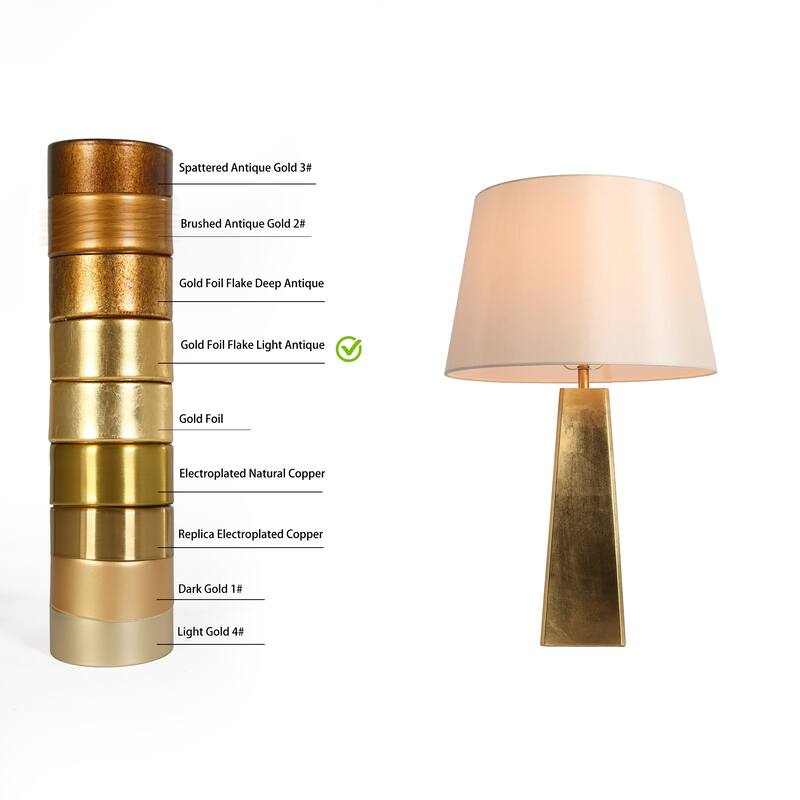 Mid-Century Modern Table Lamp Antique Gold Desk Lights for Bedroom Living Room - D15.7"xH25.5"