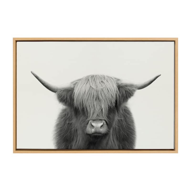 Kate and Laurel Highland Cow Frame Canvas by The Creative Bunch Studio - 23x33 - Plastic - Natural