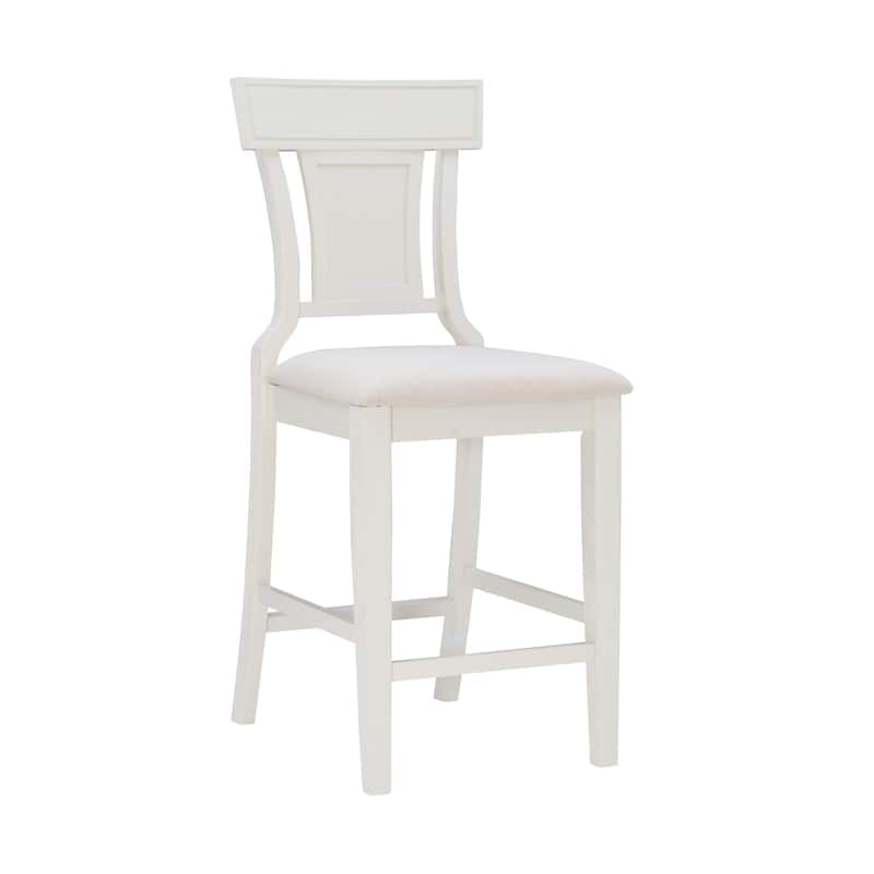 High Woven Back Wooden Bar Stools - 43" - White and Beige