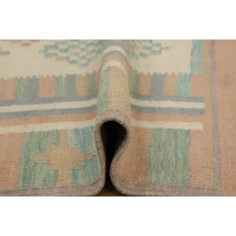 Hand Woven Oriental 100% Wool Carpet Southwestern Modern Beige & Ivories Kilim Area Rug - 6' 5'' X 4' 1''