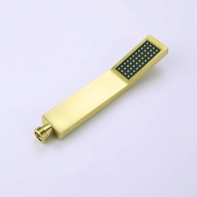 9.84" x 4.33" Rectangle Rainfall Thermostatic Wall Mount Brushed Gold Showerheads Shower Set - 9.84 " x 4.33 "