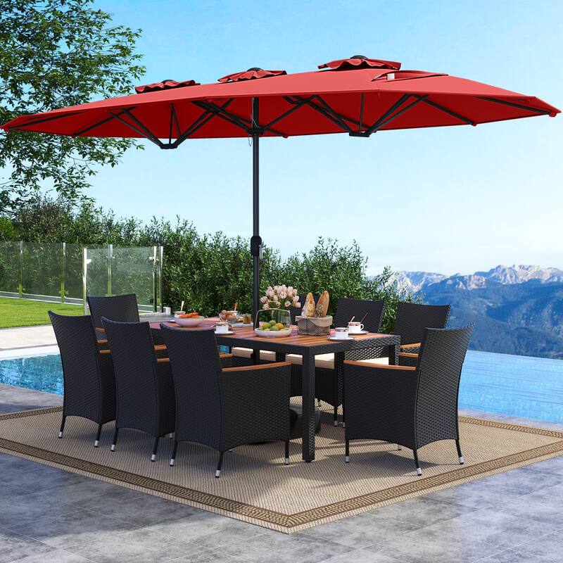 Costway 11 PCS Patio Wicker Dining Set with Double-Sided Outdoor - See Details