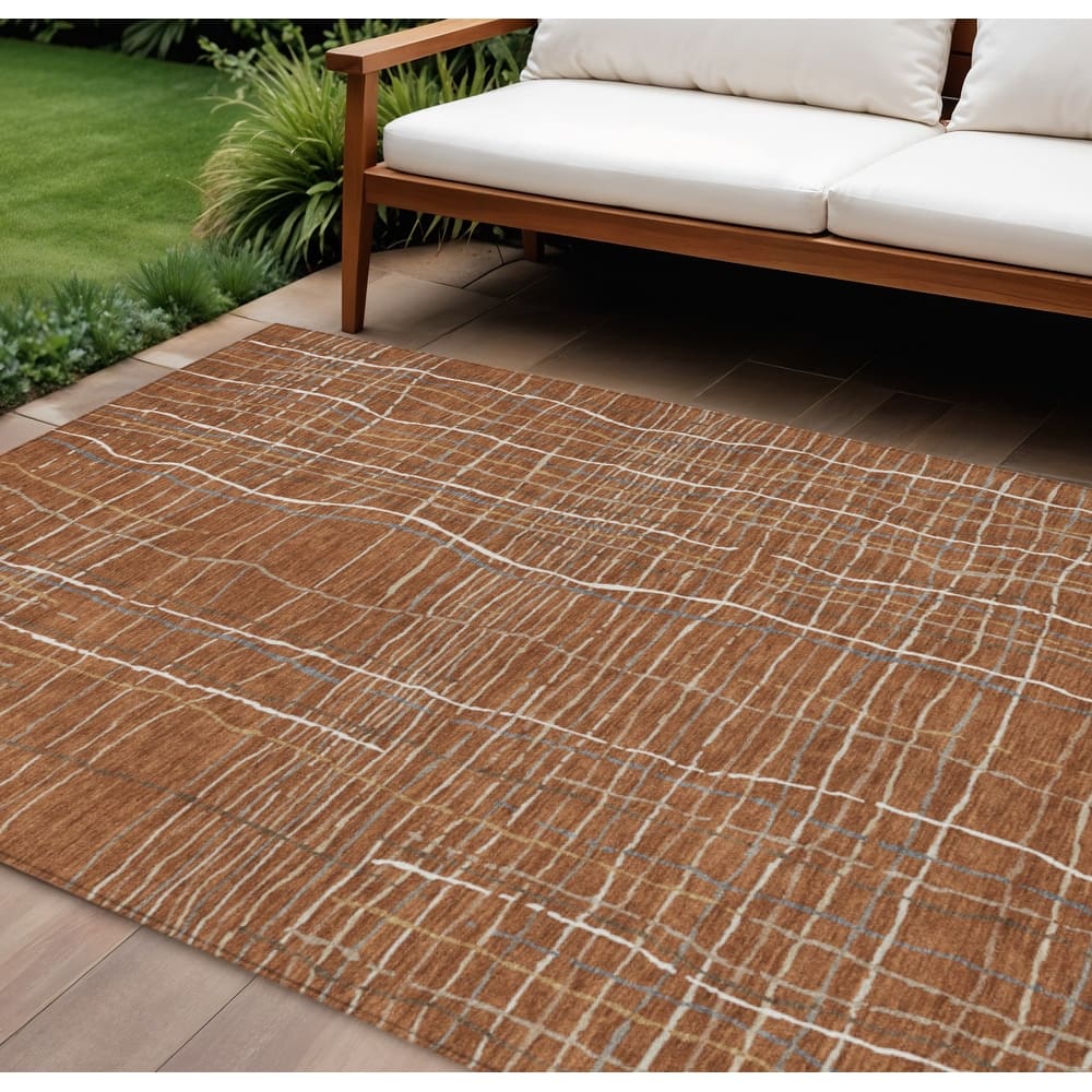 HomeRoots Striped Transitional Rectangle Outdoor Rug