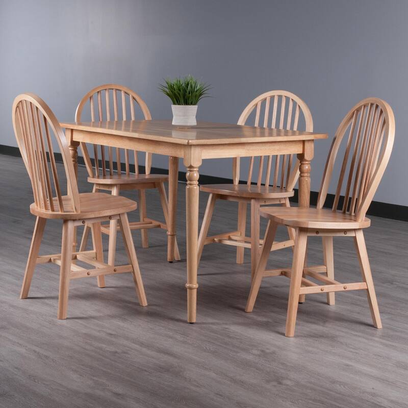 5-Piece Wooden Dining Table and Chairs - 47.25" - Brown