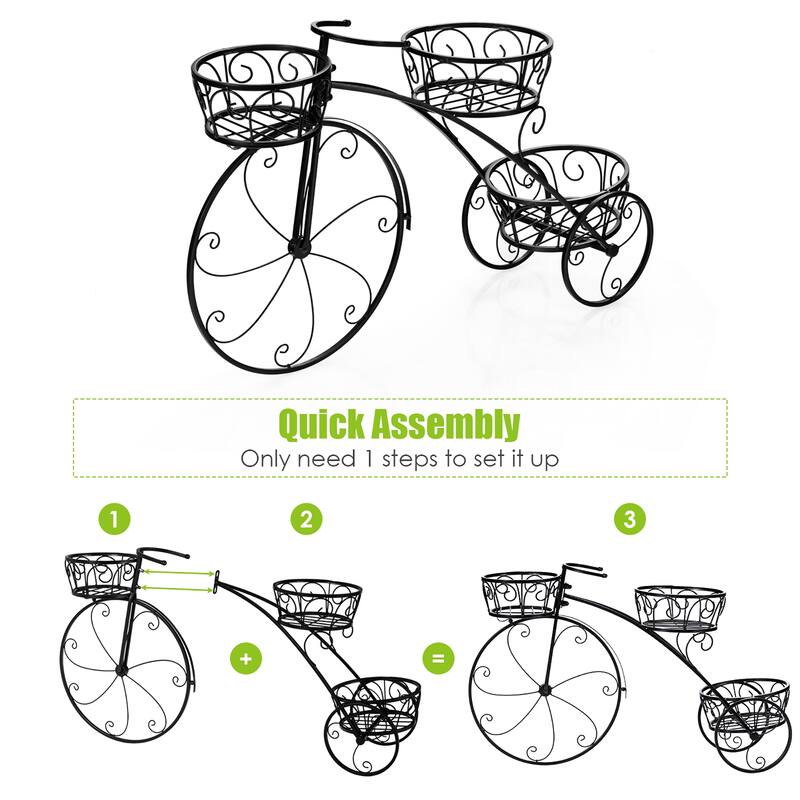 Costway Tricycle Plant Stand Flower Pot Cart Holder Parisian Style - See Details