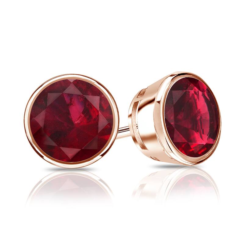 Auriya 14k Gold 1/3ctw Bezel-set Ruby Gemstone Stud Earrings - Rose