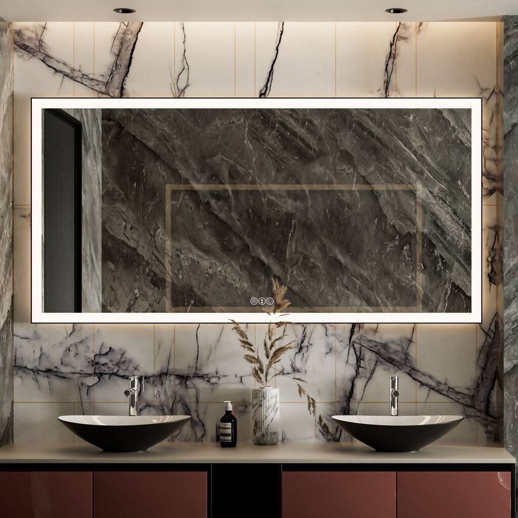 Modern Large Bathroom Vanity Mirror with LED Lights