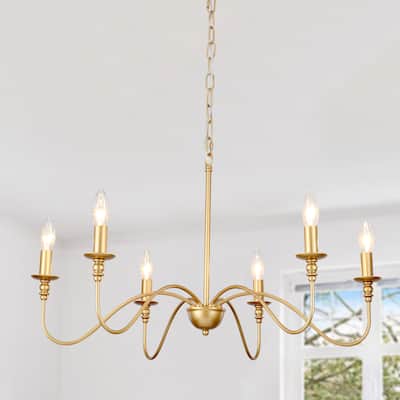 6-Light 29 in. Industrial Candle Chandelier for Dining Room Bedroom Kitchen - N/A