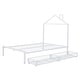 preview thumbnail 8 of 12, Full Metal Platform Bed with Two Drawers, House-Shaped Headboard Design, Non-Noise Bedroom Low Bed Frame W/Support Slats, White