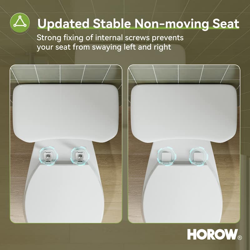 HOROW 2 Piece ADA Height Round Toilet White 1.28 GPF Strong Flush Quiet Soft Close Seat