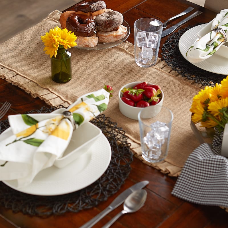 DII Natural Ruffle Trim Jute Table Runner, 14x72 inch
