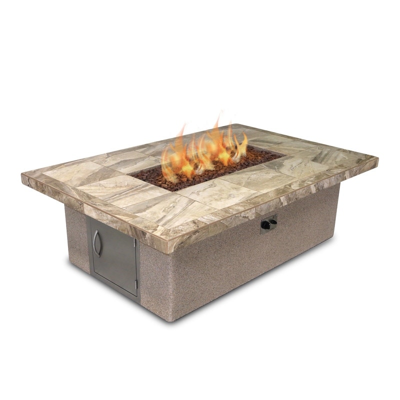 Cal Flame Stucco and Tile Rectangle Gas Fire Pit