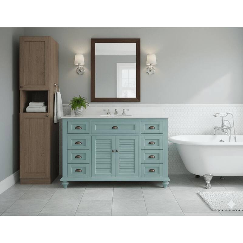49" Glennville Bathroom Sink Vanity w/ Matching BS - Blue