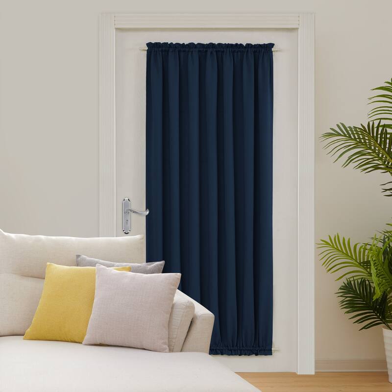 Deconovo French Door Curtain with Rod Pocket and Tieback 1 Panel - W25 x L40 - Navy Blue