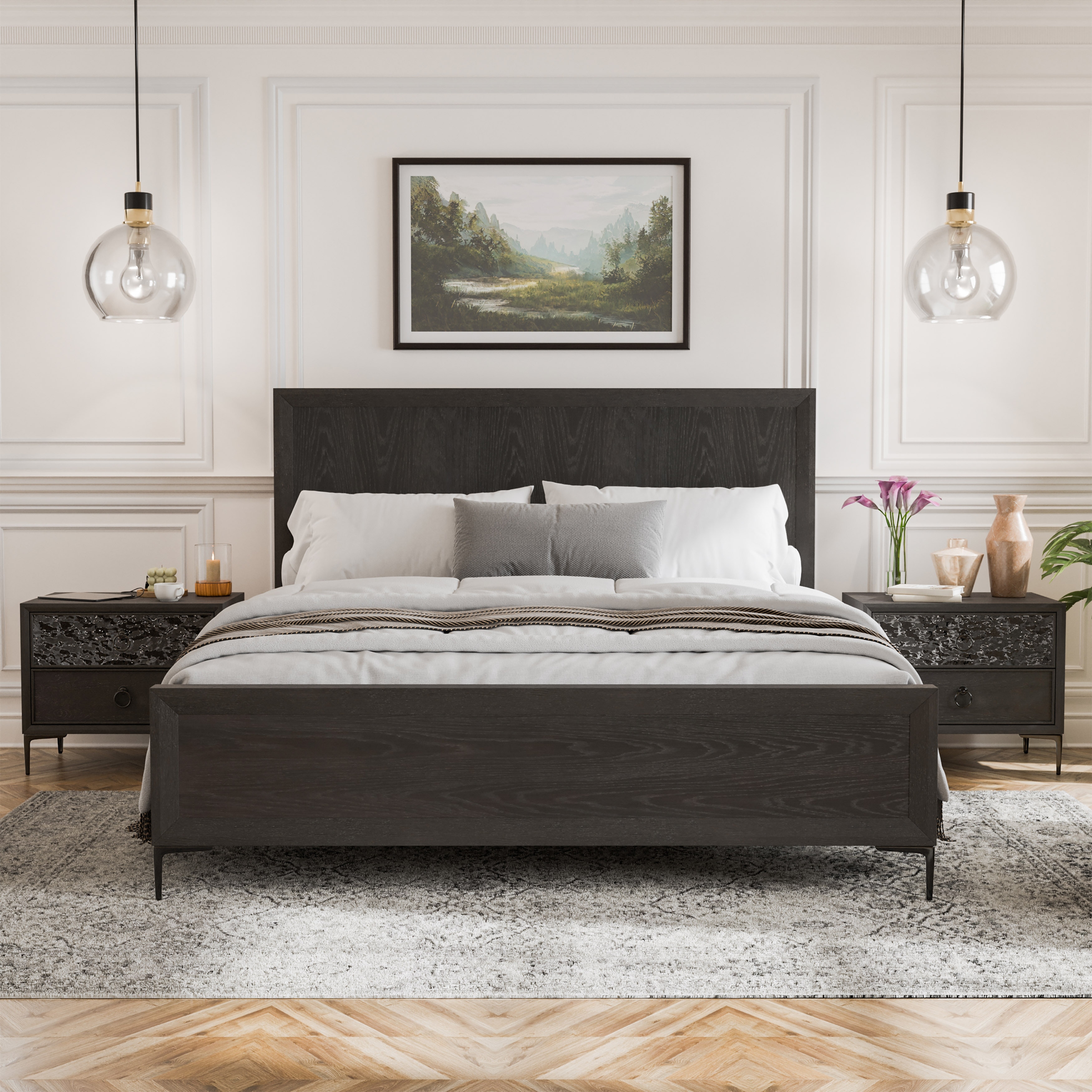 Furniture of America Fable Modern 3-Piece Solid Wood Panel Bedroom Set