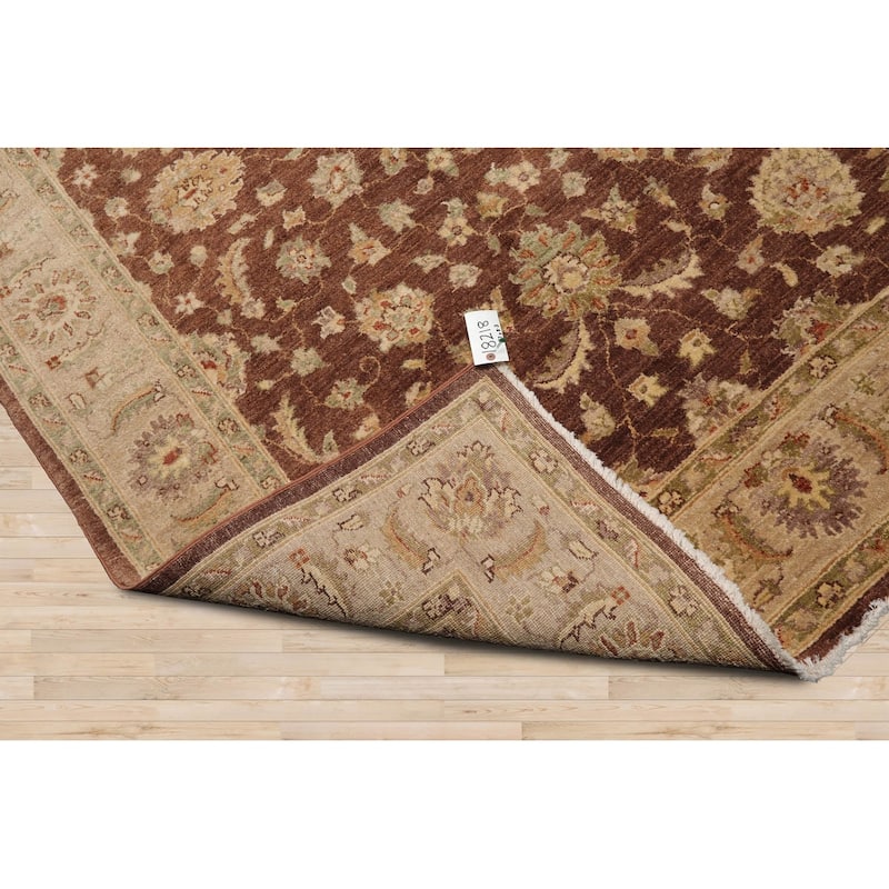 Hand Knotted Chobi Peshawar Brown Persian Wool Traditional Area Rug - 5' 7'' x 8' 3''