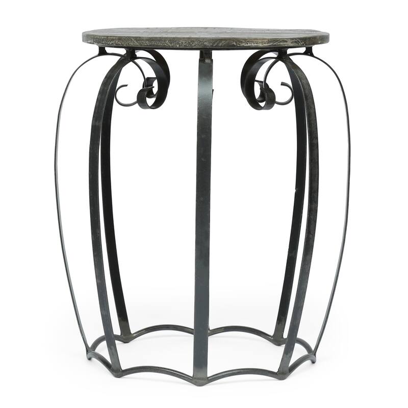 Wiers Modern Industrial Handcrafted Mango Wood Side Table by Christopher Knight Home - 21.75" L x 21.75" W x 25.00" H - Gray + Black