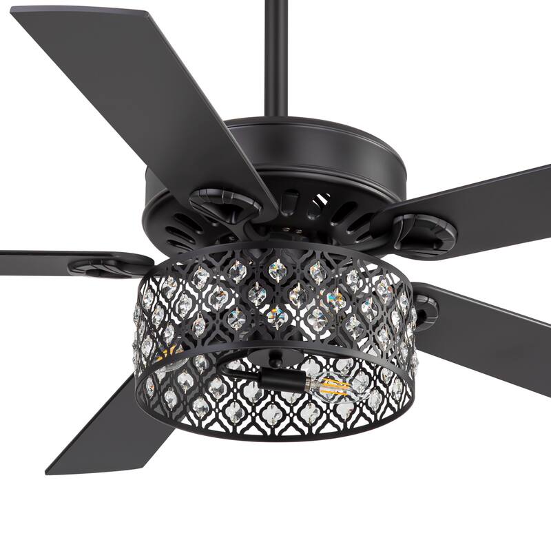 52-inch Reversible 5-Blade Crystal Caged Ceiling Fan with Light and Remote