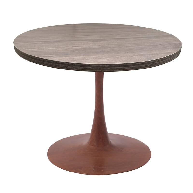 Bristol Round Dining Table 36 in. Wide MDF Tabletop in Cherry Steel Pedestal Base for Modern Kitchen and Dining Room - Dark Walnut