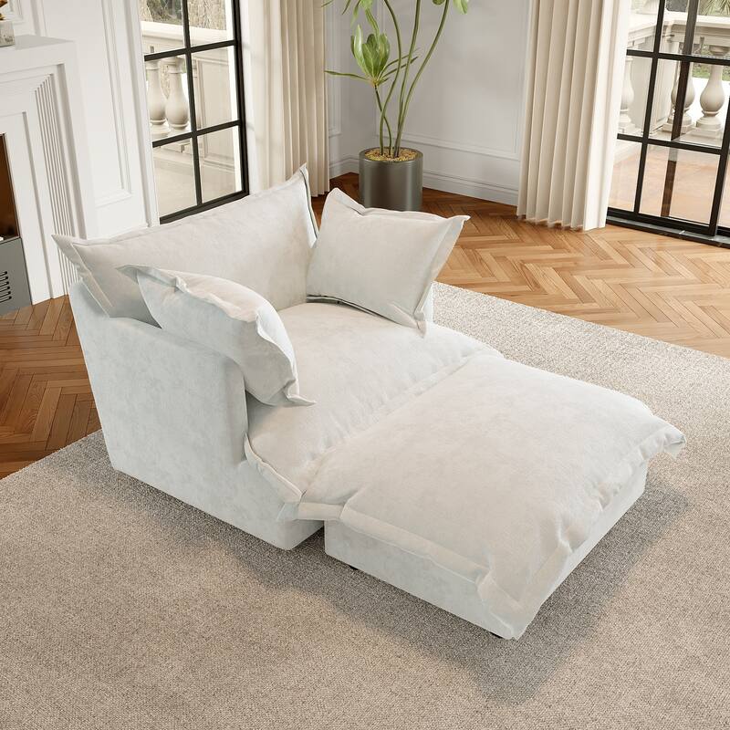 Modern Cloud Chaise Longue Accent Chair with Ottoman set