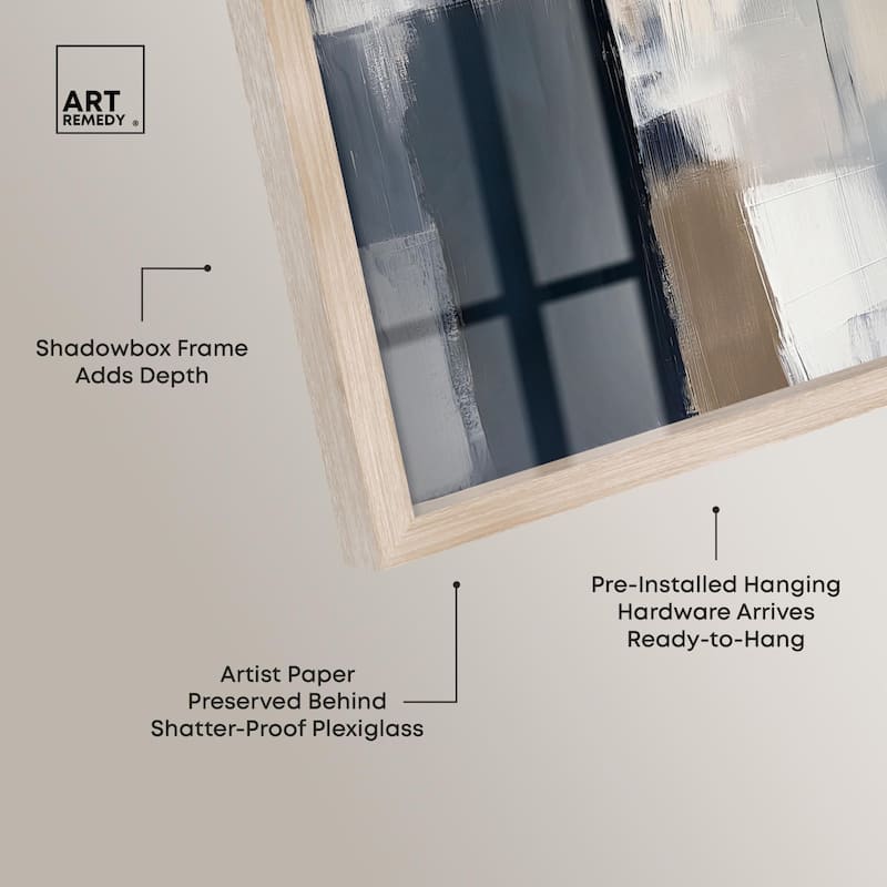 Blue and Tan Abstraction II Shadowbox by Art Remedy