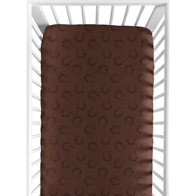 Sweet Jojo Designs Chocolate Brown Boy Fitted Crib Sheet - Horseshoe Print for Western Cowboy Wild West Southern South Country