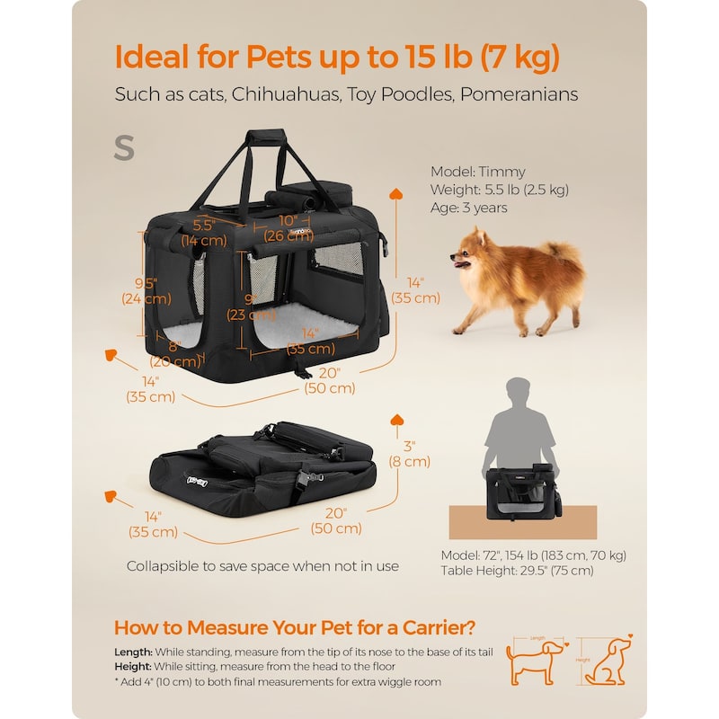 Metal Frame Oxford Fabric Foldable Soft Pet Carrier with Mesh Windows and Side Pockets
