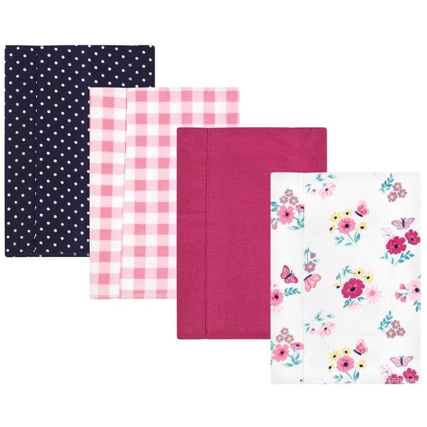 slide 1 of 1, Hudson Baby Infant Girl Cotton Flannel Burp Cloths, Butterfly Floral 4-Pack, One Size - Butterfly Floral 4-Pack - One Size One Size - Butterfly Floral 4-Pack