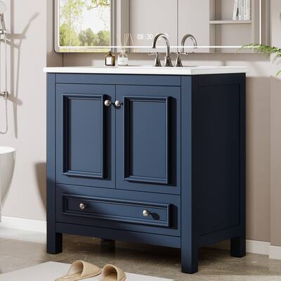 30 Inches Modern Bathroom Vanity with Sink & 1 Drawer, Vanities Cabinet