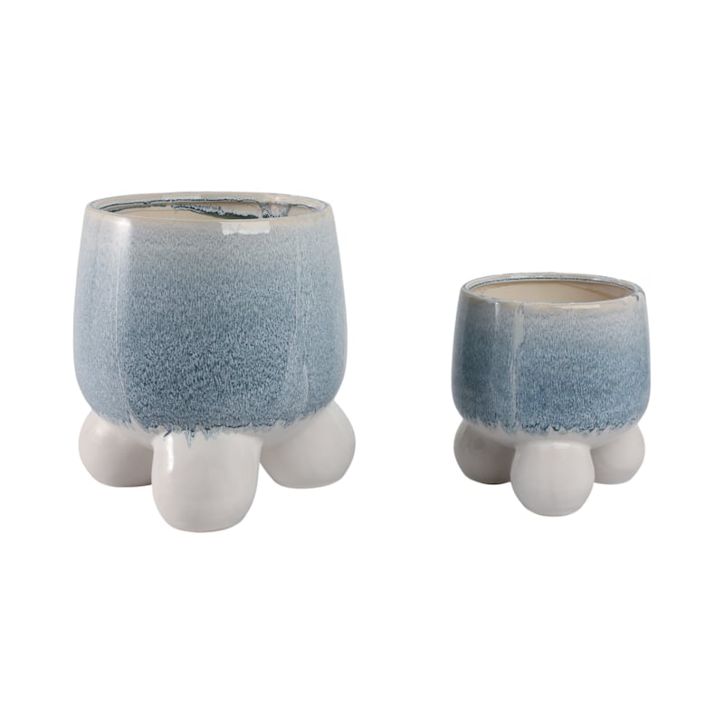 Stoneware Planters Sculptural Tripod Base Modern Containers (Set of 2) - 11" x 11" x 11"