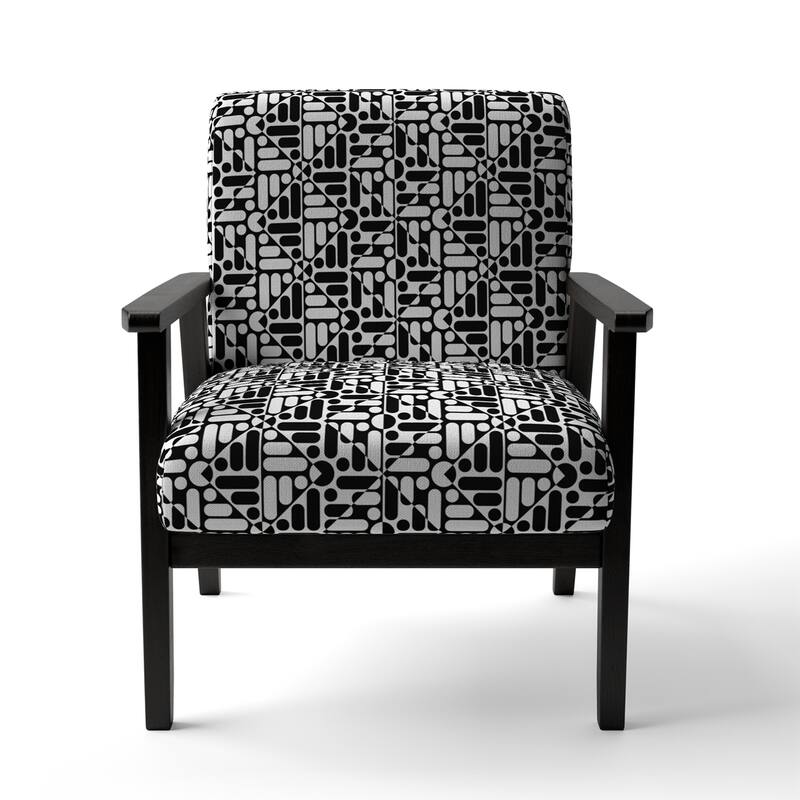 Designart "Black Lines Geometric" Upholstered Patterned Accent Chair and Arm Chair
