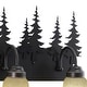 preview thumbnail 9 of 10, Yosemite 3-Light 24.75 in. W Burnished Bronze Rustic Cabin Bathroom Vanity Lighting Fixture Amber Flake Glass Shade, Tree Motif