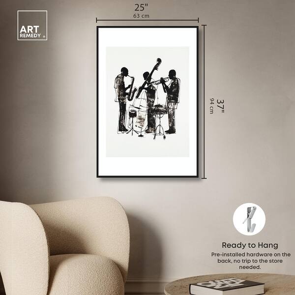 dimension image slide 21 of 24, Bebop II Black Art Canvas Print by Art Remedy