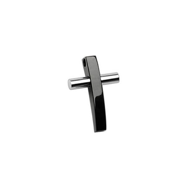Stainless Steel 2 Tone Black and Sliver Cross Pendant (20 mm Width)