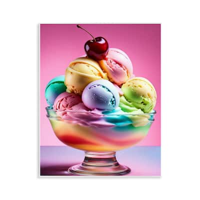 Stupell Rainbow Hued Sundae Dessert Wall Plaque Art Design By Tabz Jones