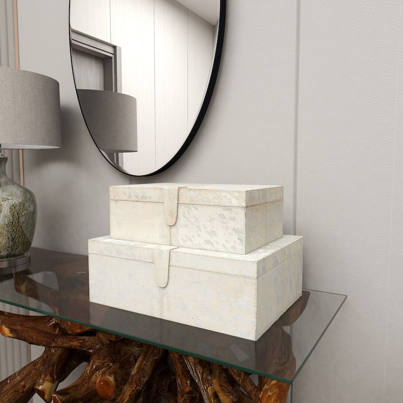 Silver MDF Glam Box (Set of 2) - S/2 14", 17"W