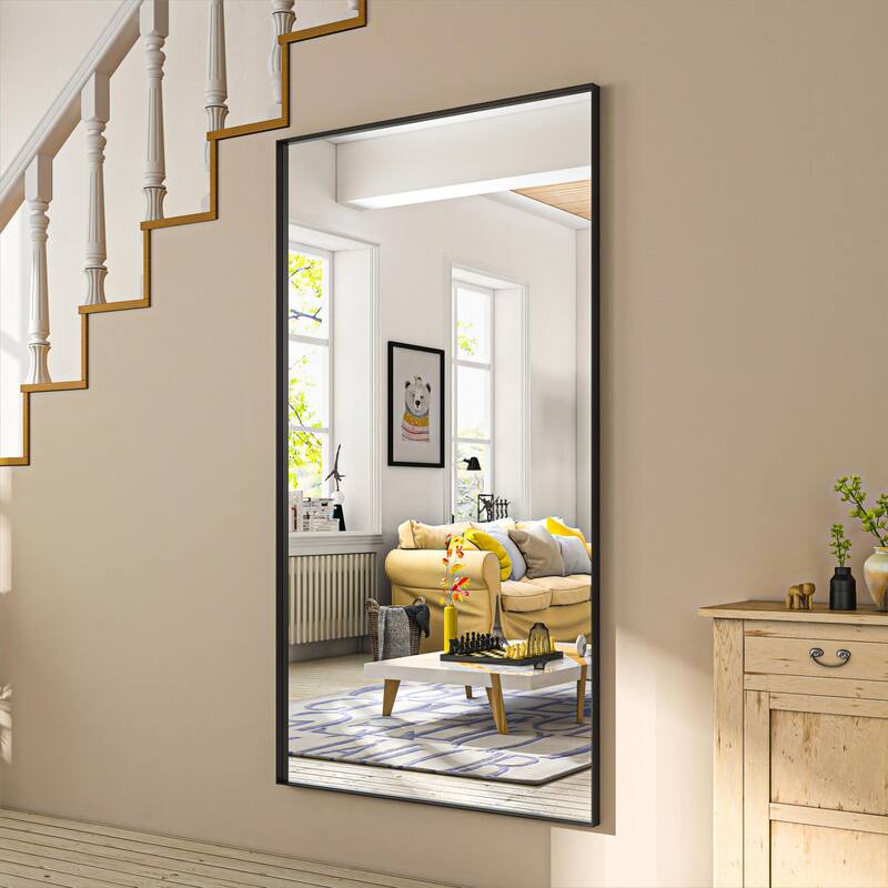 Organnice Rectangular Mirror Modern Black Frame Bathroom Vanity Mirror Clean Glass