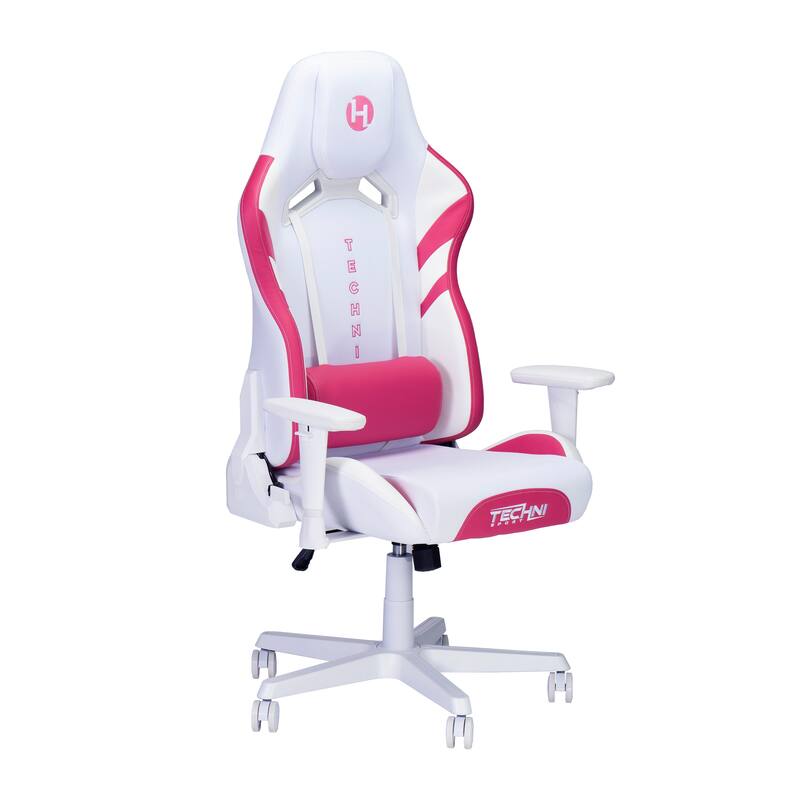 Techni Sport TSF72 Echo Gaming Chair With Built-In Headrest Pillow - White