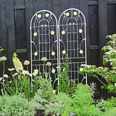 2 Pack Metal Garden Trellis 71" x 19.7" Rustproof Trellis for Climbing Plants Outdoor Flower Support White