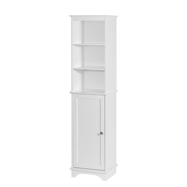 Spirich 3 Tier Shelves Wooden Tall Cabinet With Door White Overstock 31673321