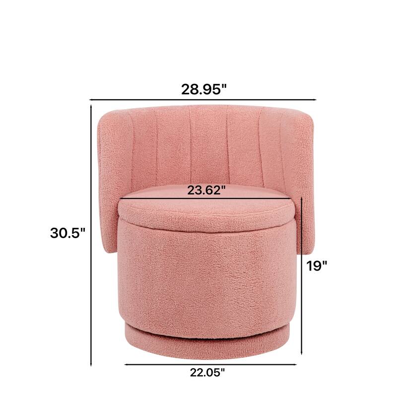 Swivel Accent Chair with Curved Backrest, Boucle Upholstered Lounge Chair, Barrel Sofa Chair with Hidden Storage