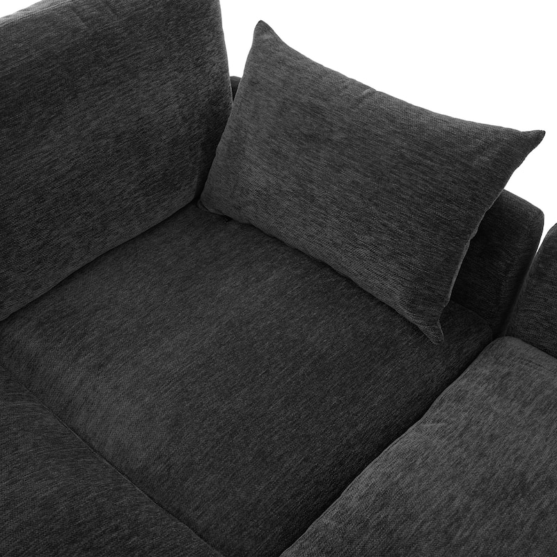 Modular Sectional Sofa with Movable Ottoman Convertible L-Shape or U-Shape Sofa Bed Built-in USB Charging Ports and Phone Holder