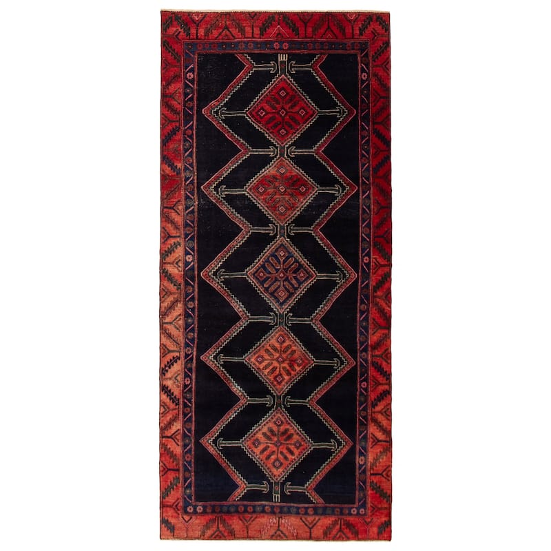ECARPETGALLERY Hand-knotted Konya Anatolian Black Wool Rug - 4'4 x 10'0 - Black - 4'4 x 10'0