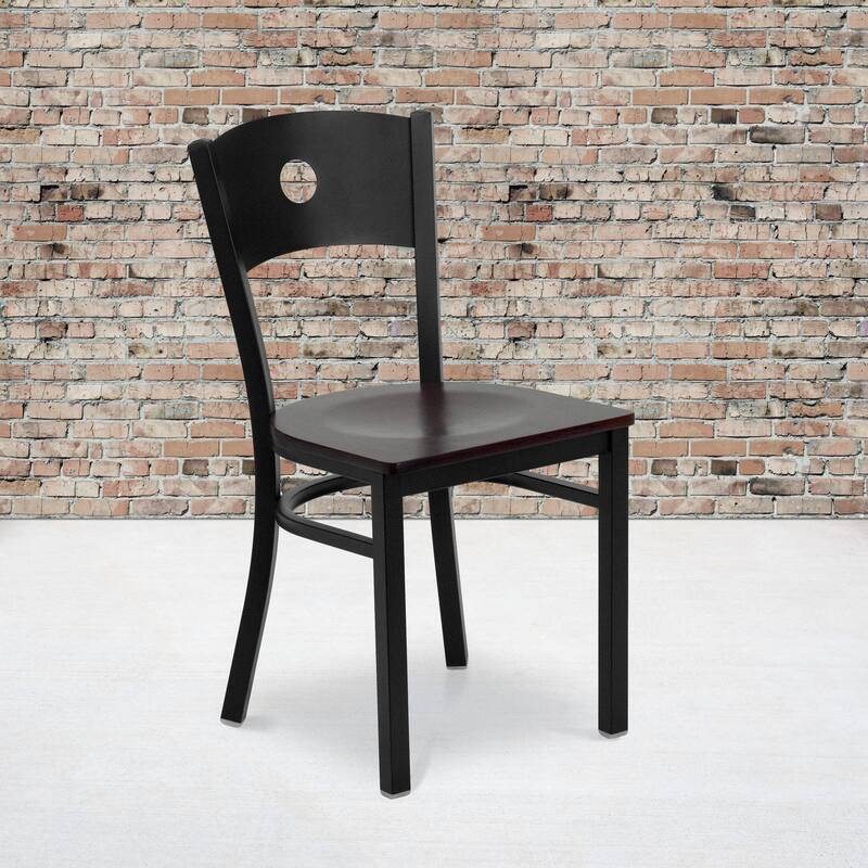 Black Circle Back Metal Restaurant Chair - 17.25"W x 20.25"D x 32.5"H